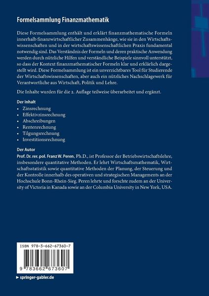 Produktbild: Formelsammlung Finanzmathematik
