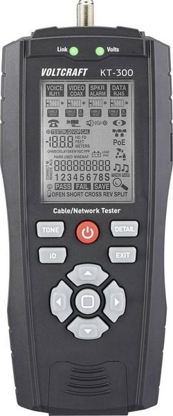 Produktbild: VOLTCRAFT KT-300 LAN Kabel Tester Speed Erkennung, PoE Diagnose, Port Lokalisierung, L&auml;ngenmessung, Mapping