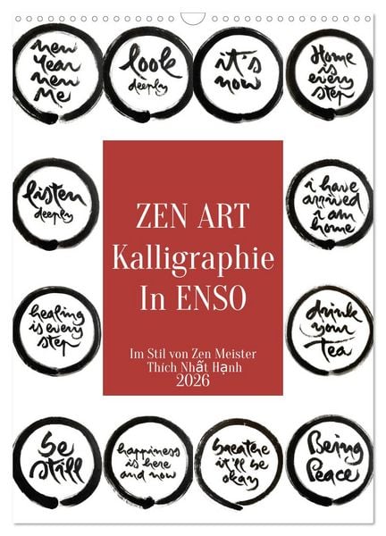 Produktbild: Zen Art Kalligraphie inspiriert von Zen-Meister Th&iacute;ch Nhất Hạnh (Wandkalender 2026 DIN A3 hoch), CALVENDO Monatskalender