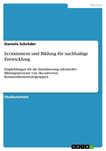 Produktbild: Ecotainment und Bildung f&uuml;r nachhaltige Entwicklung