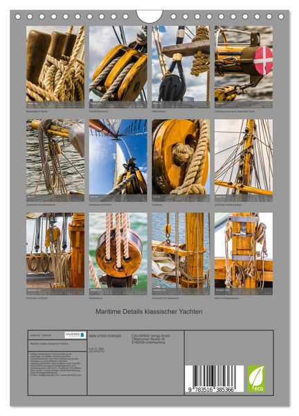 Produktbild: Maritime Details klassischer Yachten (Wandkalender 2026 DIN A4 hoch), CALVENDO Monatskalender