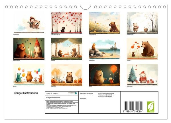 Produktbild: B&auml;rige Illustrationen (Wandkalender 2026 DIN A4 quer), CALVENDO Monatskalender