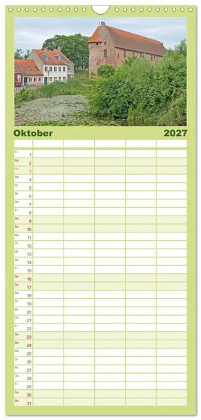 Produktbild: Familienplaner 2027 - Schl&ouml;sser in D&auml;nemark mit 5 Spalten (Wandkalender, 21 x 45 cm) CALVENDO