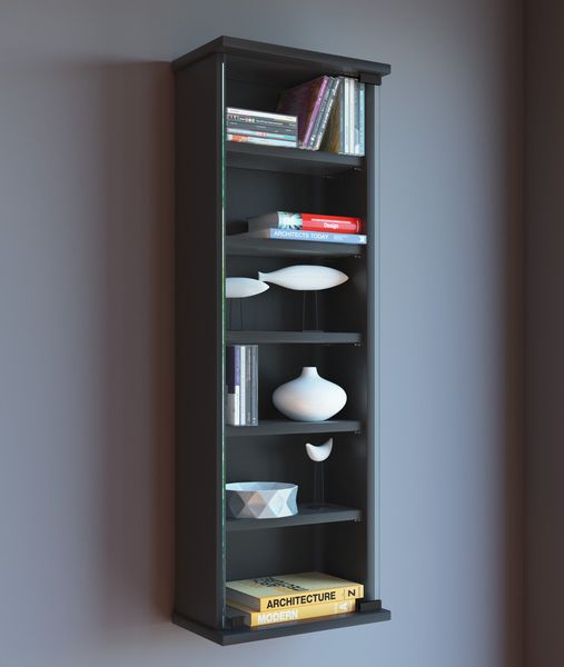 Produktbild: Holz CD DVD Wandregal Schrank Loposa Glast&uuml;r