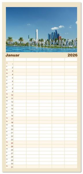 Produktbild: Familienplaner 2026 - Abu Dhabi, eine Stadt der Zukunft. mit 5 Spalten (Wandkalender, 21 x 45 cm) CALVENDO