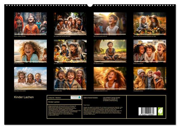 Produktbild: Kinder Lachen (hochwertiger Premium Wandkalender 2026 DIN A2 quer), Kunstdruck in Hochglanz