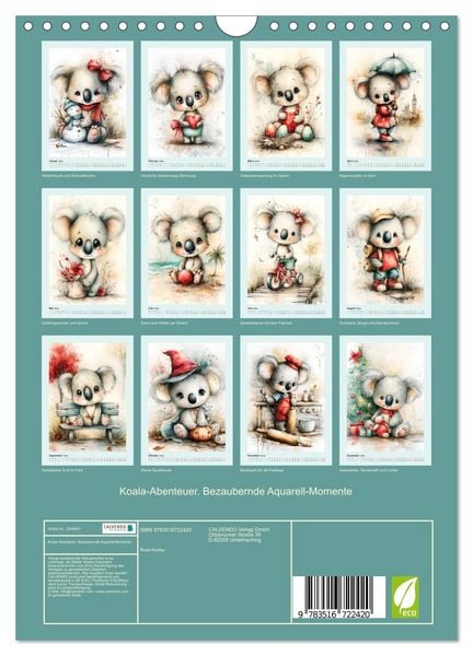 Produktbild: Koala-Abenteuer. Bezaubernde Aquarell-Momente (Wandkalender 2026 DIN A4 hoch), CALVENDO Monatskalender