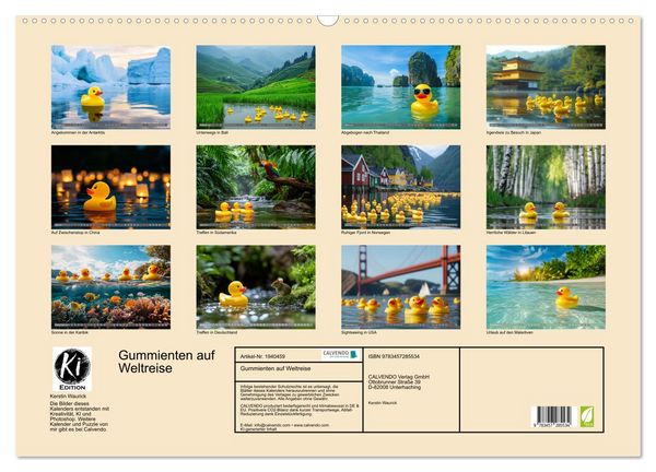 Produktbild: Gummienten auf Weltreise (Wandkalender 2026 DIN A2 quer), CALVENDO Monatskalender