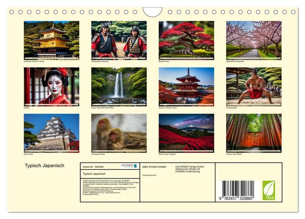 Produktbild: Typisch Japanisch (Wandkalender 2026 DIN A4 quer), CALVENDO Monatskalender