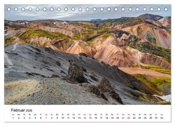 Produktbild: Island, Landmannalaugar: Regenbogenberge (Tischkalender 2026 DIN A5 quer), CALVENDO Monatskalender