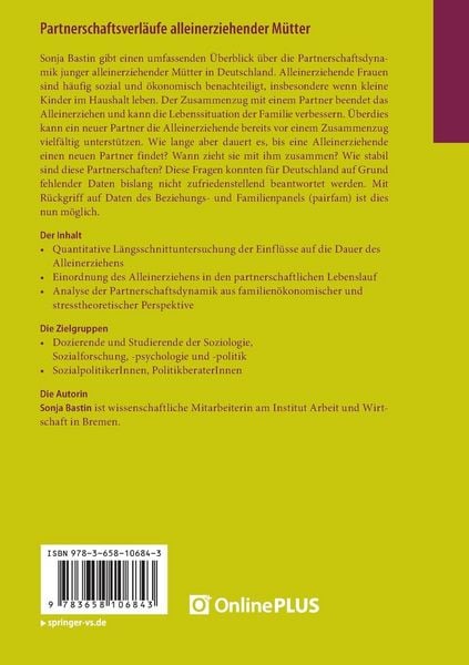 Produktbild: Partnerschaftsverl&auml;ufe alleinerziehender M&uuml;tter