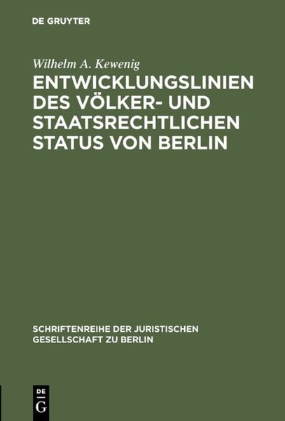 Produktbild: Entwicklungslinien des v&ouml;lker- und staatsrechtlichen Status von Berlin