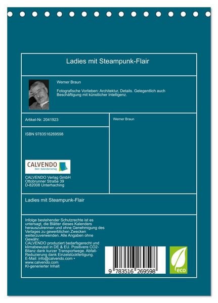 Produktbild: Ladies mit Steampunk-Flair (Tischkalender 2026 DIN A5 hoch), CALVENDO Monatskalender