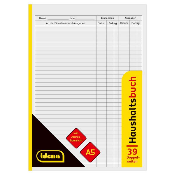 Produktbild: Idena Haushaltsbuch Doppelseiten DIN A5 39 Blatt