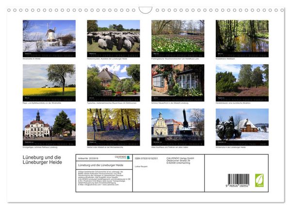 Produktbild: L&uuml;neburg und die L&uuml;neburger Heide (Wandkalender 2026 DIN A3 quer), CALVENDO Monatskalender