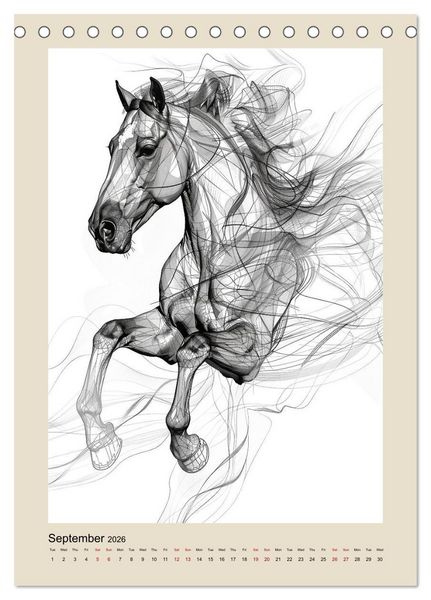 Produktbild: Sketchy Power Horses (Desk Calendar 2026 DIN A5 portrait), CALVENDO 12 Month DeskCalendar