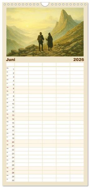 Produktbild: Familienplaner 2026 - Im Licht der Sehnsucht - Romantische Landschaften mit 5 Spalten (Wandkalender, 21 x 45 cm) CALVENDO