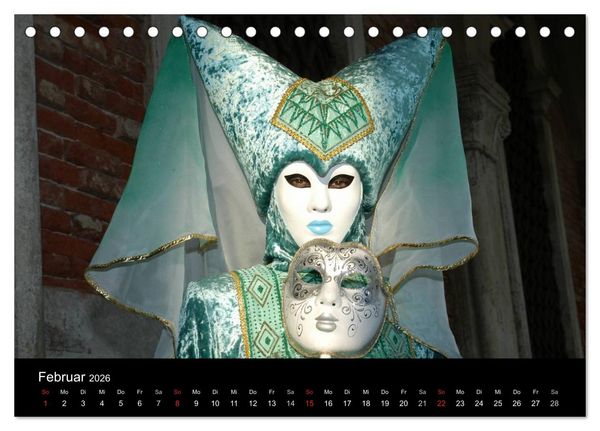 Produktbild: Maskenzauber in Venedig 2026 (Tischkalender 2026 DIN A5 quer), CALVENDO Monatskalender
