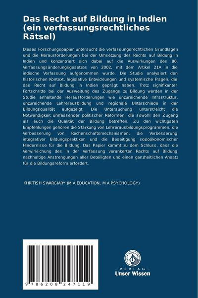 Produktbild: Das Recht auf Bildung in Indien (ein verfassungsrechtliches R&auml;tsel)