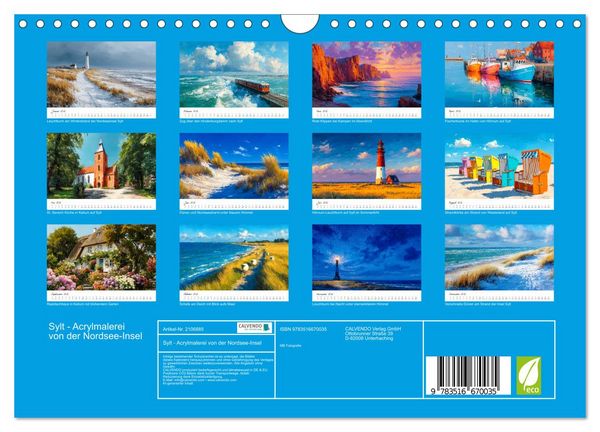 Produktbild: Sylt - Acrylmalerei von der Nordsee-Insel (Wandkalender 2026 DIN A4 quer), CALVENDO Monatskalender