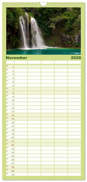 Produktbild: Familienplaner 2026 - Naturwunder Plitvicer Seen mit 5 Spalten (Wandkalender, 21 x 45 cm) CALVENDO