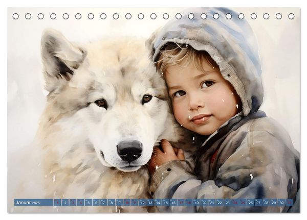 Produktbild: Kinder und Tiere (Tischkalender 2026 DIN A5 quer), CALVENDO Monatskalender