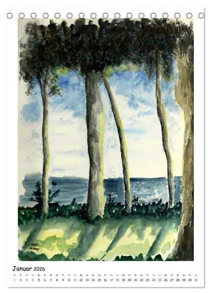 Produktbild: Der Aquarell-Kalender No.2 (Tischkalender 2026 DIN A5 hoch), CALVENDO Monatskalender