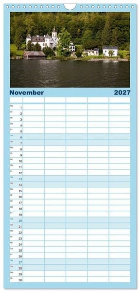 Produktbild: Familienplaner 2027 - Hallstatt und der Hallst&auml;tter See mit 5 Spalten (Wandkalender, 21 x 45 cm) CALVENDO