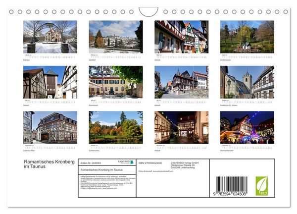 Produktbild: Romantisches Kronberg im Taunus (Wandkalender 2027 DIN A4 quer), CALVENDO Monatskalender