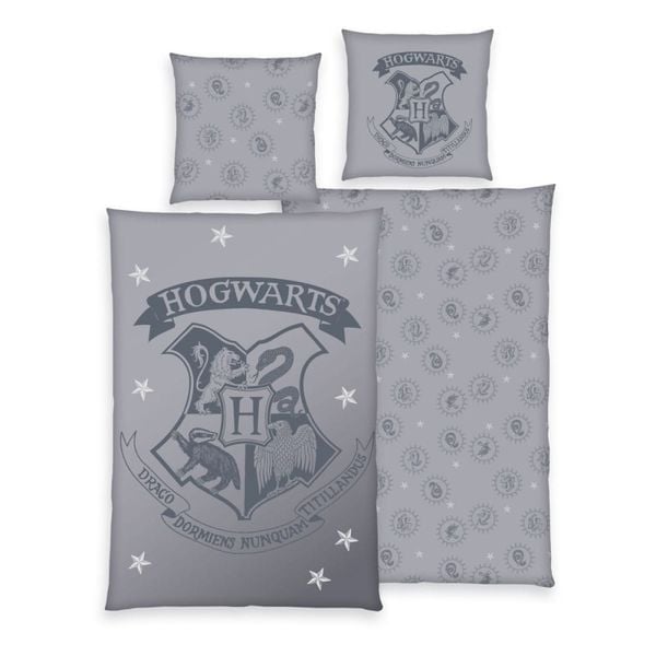 Harry Potter 4474456050 - Bettwäsche grau - Aktion, 80x80 cm + 135x200 cm, 100% Baumwolle