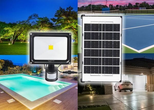 Produktbild: Sygonix SY-5461110 Solar-Spot mit Bewegungsmelder 30W Leuchtfarben: Neutralwei&szlig;