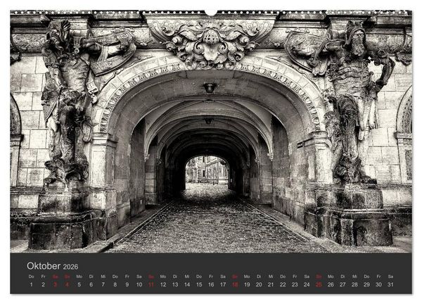 Produktbild: Dresden Schwarz Weiss 2026 (hochwertiger Premium Wandkalender 2026 DIN A2 quer), Kunstdruck in Hochglanz