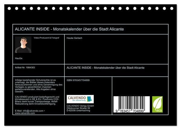 Produktbild: ALICANTE INSIDE - Monatskalender &uuml;ber die Stadt Alicante (Tischkalender 2026 DIN A5 quer), CALVENDO Monatskalender