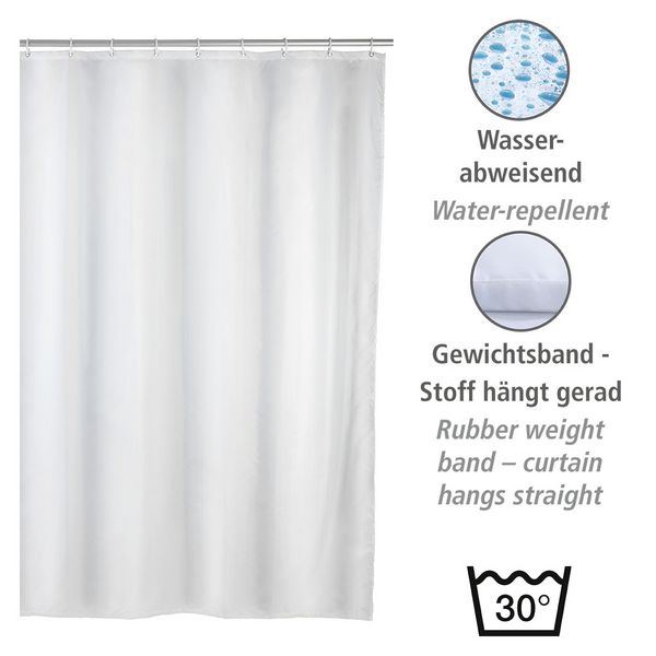 Produktbild: Anti-Schimmel Duschvorhang Uni White, Textil (Polyester), 120 x 200 cm, waschbar