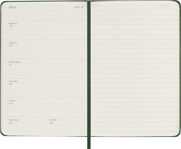 Produktbild: Moleskine 12 Monate Wochen Notizkalender 2027, Pocket/A6, 1 Wo = 1 Seite, rechts linierte Seite, Fester Einband, Myrtengr&uuml;n