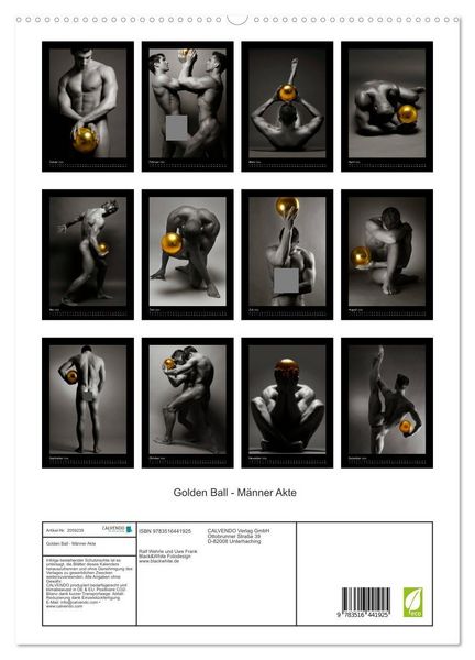 Produktbild: Golden Ball - M&auml;nner Akte (hochwertiger Premium Wandkalender 2026 DIN A2 hoch), Kunstdruck in Hochglanz