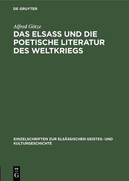 Produktbild: Das Elsa&szlig; und die poetische Literatur des Weltkriegs
