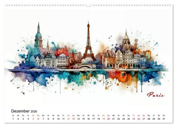 Produktbild: Skylines exklusiv (Wandkalender 2026 DIN A2 quer), CALVENDO Monatskalender