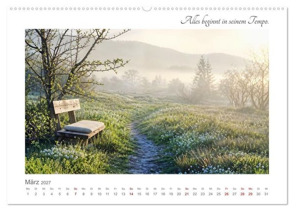 Produktbild: Dort, wo es leiser wird - Zw&ouml;lf Orte zum Ankommen, Durchatmen und Verweilen (Wandkalender 2027 DIN A2 quer), CALVENDO Monatskalender