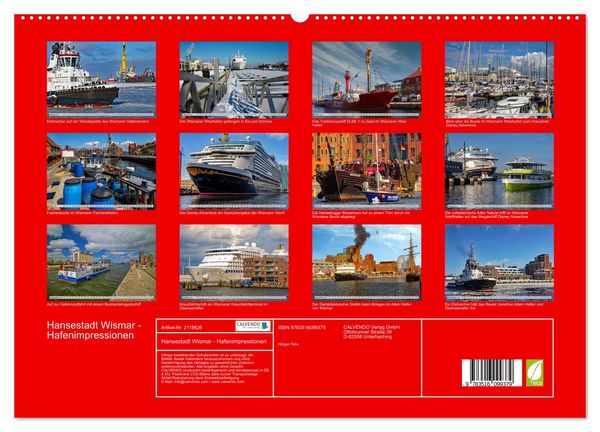 Produktbild: Hansestadt Wismar - Hafenimpressionen (hochwertiger Premium Wandkalender 2026 DIN A2 quer), Kunstdruck in Hochglanz