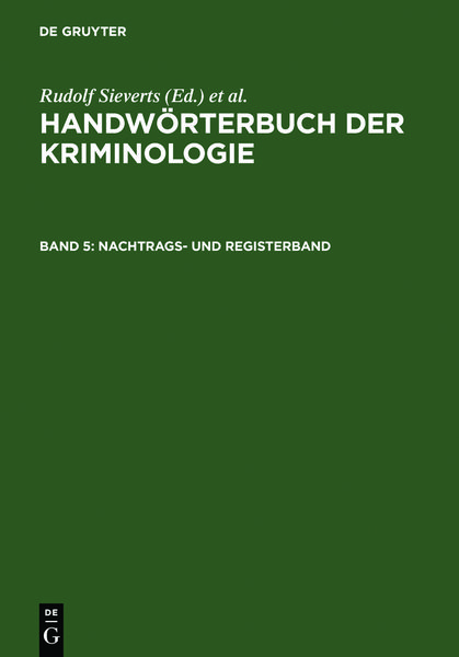Produktbild: Handw&ouml;rterbuch der Kriminologie / Nachtrags- und Registerband