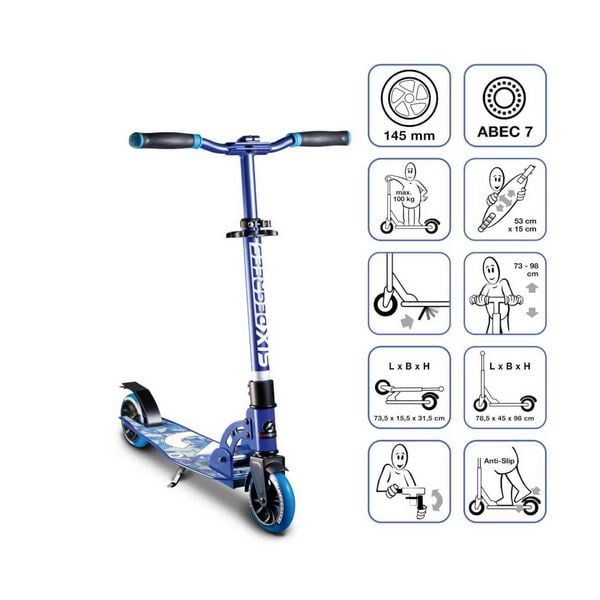 SIX DEGREES Aluminium Scooter Junior 145 mm blau