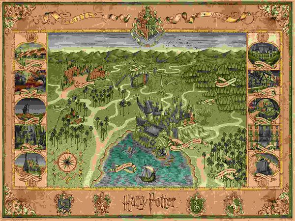 Produktbild: Erwachsenenpuzzle 1500 Teile - Harry Potter - Hogwarts Karte