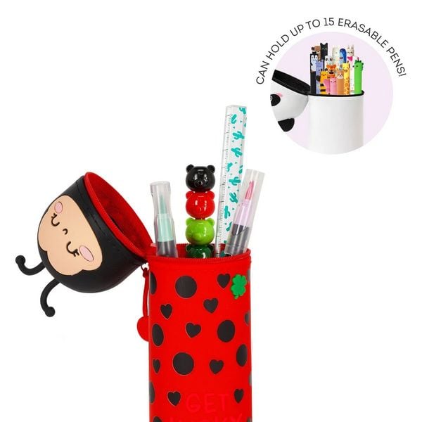 Produktbild: Legami 2-in-1-Federm&auml;ppchen aus Silikon - Kawaii - Ladybug "Get Lucky"