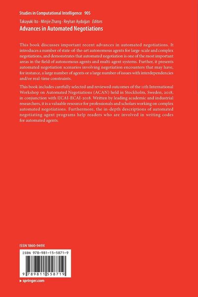 Produktbild: Advances in Automated Negotiations