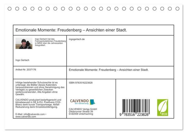 Produktbild: Emotionale Momente: Freudenberg &ndash; Ansichten einer Stadt. (Tischkalender 2026 DIN A5 quer), CALVENDO Monatskalender