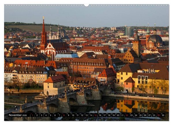 Produktbild: W&uuml;rzburg am Abend (hochwertiger Premium Wandkalender 2026 DIN A2 quer), Kunstdruck in Hochglanz