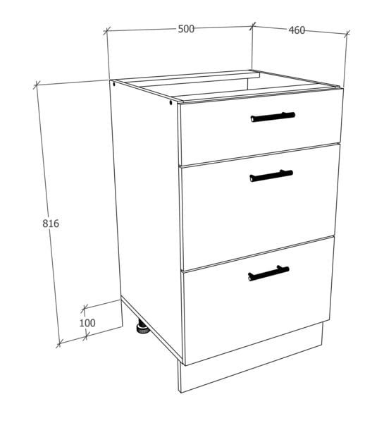 Produktbild: K&uuml;chenschrank B 50 cm Unterschrank Schublade Esilo