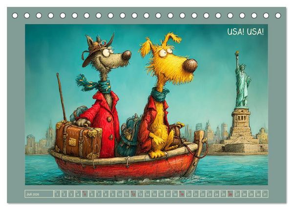 Produktbild: Weltenbummler. Hund und Katz auf Reisen (Tischkalender 2026 DIN A5 quer), CALVENDO Monatskalender