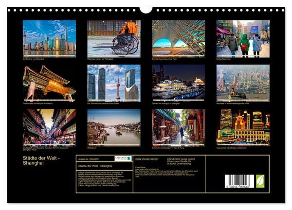 Produktbild: St&auml;dte der Welt - Shanghai (Wandkalender 2026 DIN A3 quer), CALVENDO Monatskalender